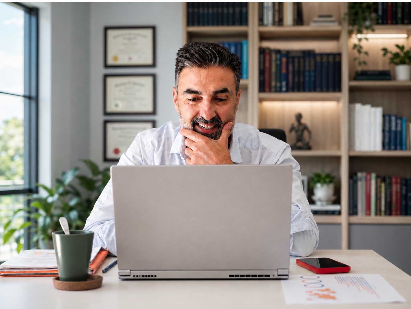 man sitting at a laptop